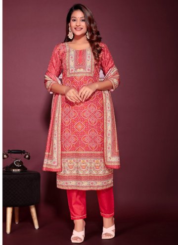 Beautiful Red Muslin Embroidered Salwar Suit for Casual