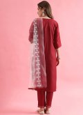 Beautiful Red Silk Blend Embroidered Salwar Suit for Festival - 1