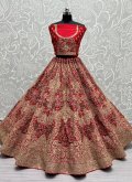 Beautiful Red Silk Diamond Work Designer A Line Lehenga Choli for Bridal - 1