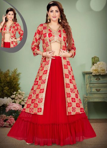Beautiful Red Silk Embroidered Lehenga Choli for Sangeet