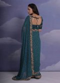 Beautiful Teal Georgette Border Classic Designer Saree for Ceremonial - 2