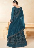Beautiful Teal Net Embroidered Salwar Suit for Ceremonial - 1