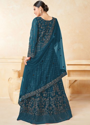 Beautiful Teal Net Embroidered Salwar Suit for Ceremonial