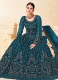 Beautiful Teal Net Embroidered Salwar Suit for Ceremonial - 2