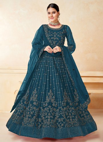 Beautiful Teal Net Embroidered Salwar Suit for Cer