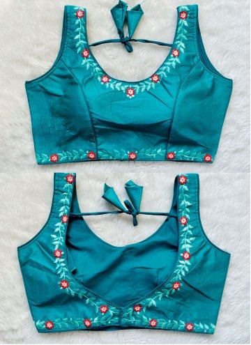 Beautiful Teal Silk Embroidered  for Engagement