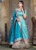 Beautiful Turquoise Silk Designer Designer Lehenga Choli - 2