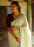 Beautiful White Organza Lucknowi Work Classic Designer Saree for Casual - 3