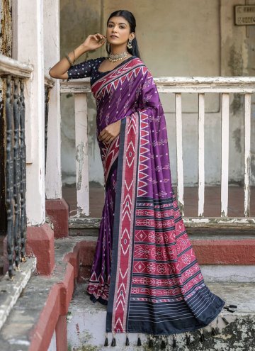 Beautiful Wine Cotton Silk Printed Trendy Saree