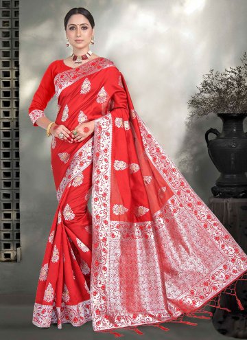 Beautiful Woven Art Silk Red Classic Designer Saree