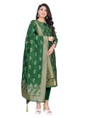 Beautiful Woven Jacquard Green Pakistani Suit - 1