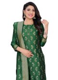Beautiful Woven Jacquard Green Pakistani Suit - 2