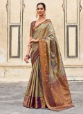 Beautiful Woven Pure Silk Sea Green Classic Designer Saree - 3