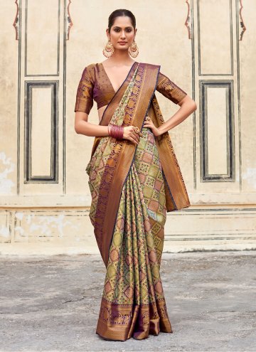 Beautiful Woven Pure Silk Sea Green Classic Designer Saree