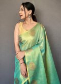 Beautiful Woven Silk Green Trendy Saree - 1
