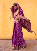 Beautiful Woven Silk Purple Traditional Saree - 1