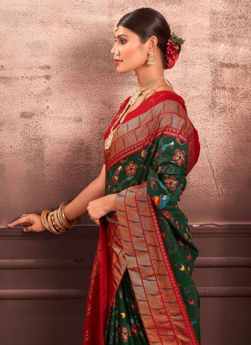 Beautiful Woven Tussar Silk Green Designer Saree