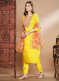 Beautiful Yellow Silk Blend Embroidered Salwar Suit - 1