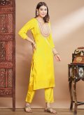 Beautiful Yellow Silk Blend Embroidered Salwar Suit - 2