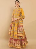 Beautiful Yellow Silk Digital Print Designer Gown - 2