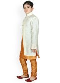 Beige and Off White Art Dupion Silk Fancy work Jacket Style - 1