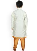 Beige and Off White Art Dupion Silk Fancy work Jacket Style - 2