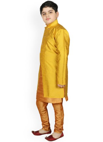 Beige and Yellow Art Dupion Silk Fancy work Jacket Style