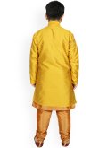 Beige and Yellow Art Dupion Silk Fancy work Jacket Style - 2