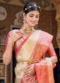 Beige Banarasi Woven Designer Saree for Festival - 1