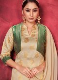 Beige color Art Silk Palazzo Suit with Woven - 2