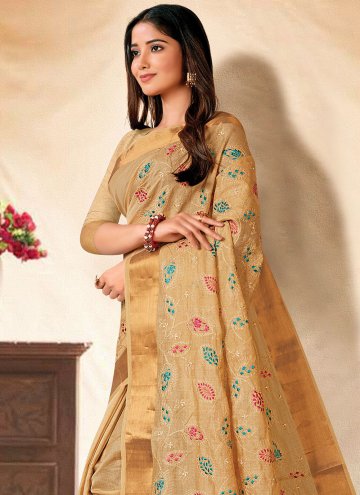 Beige color Banarasi Contemporary Saree with Embroidered