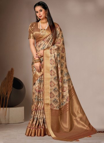 Beige color Bhagalpuri Silk Classic Designer Saree with Digital Print