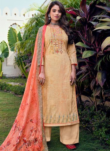 Beige color Cotton  Designer Pakistani Salwar Suit with Digital Print