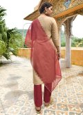 Beige color Cotton  Salwar Suit with Embroidered - 3