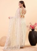 Beige color Embroidered Net Trendy Saree - 2