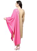 Beige color Plain Work Poly Silk Salwar Suit - 1