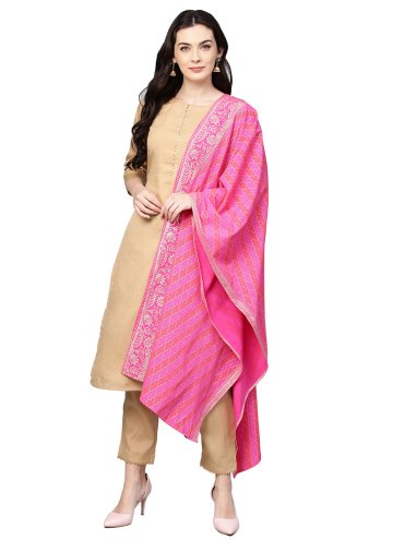 Beige color Plain Work Poly Silk Salwar Suit