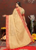 Beige color Soft Cotton Trendy Saree with Designer - 2