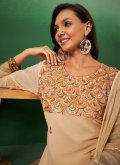 Beige Georgette Embroidered Trendy Salwar Kameez for Ceremonial - 1