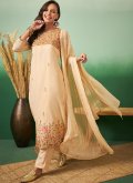 Beige Georgette Embroidered Trendy Salwar Kameez for Ceremonial - 3