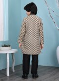 Beige Handloom Cotton Printed Kurta Pyjama - 1