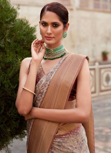 Beige Handloom Silk Woven Classic Designer Saree for Ceremonial
