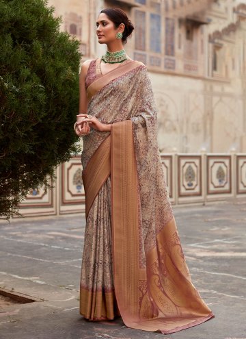 Beige Handloom Silk Woven Classic Designer Saree for Ceremonial