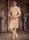 Beige Indo Western in Art Silk with Printed - 2