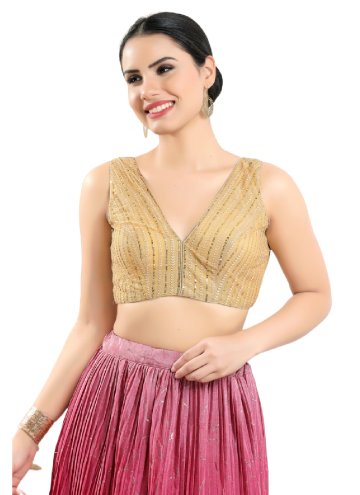 Beige Net Embroidered  for Casual