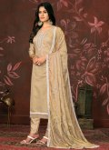 Beige Organza Woven Pant Style Suit for Ceremonial - 2