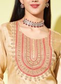 Beige Silk Blend Embroidered Salwar Suit for Ceremonial - 4
