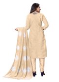 Beige Silk Embroidered Pant Style Suit - 1