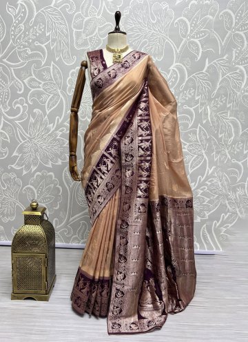 Beige Silk Thread Work Trendy Saree for Ceremonial