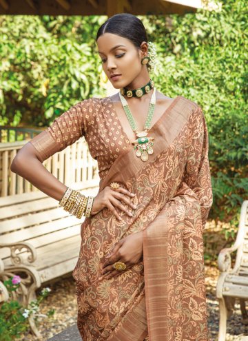 Beige Silk Woven Trendy Saree for Ceremonial